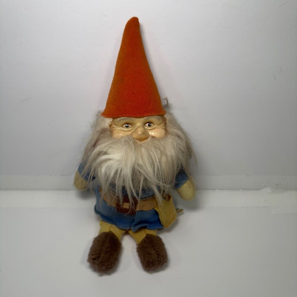 Knickerbocker Rubber Face Plush Gnome 1978 Unieboek Taiwan w/ Beard Toy Vintage